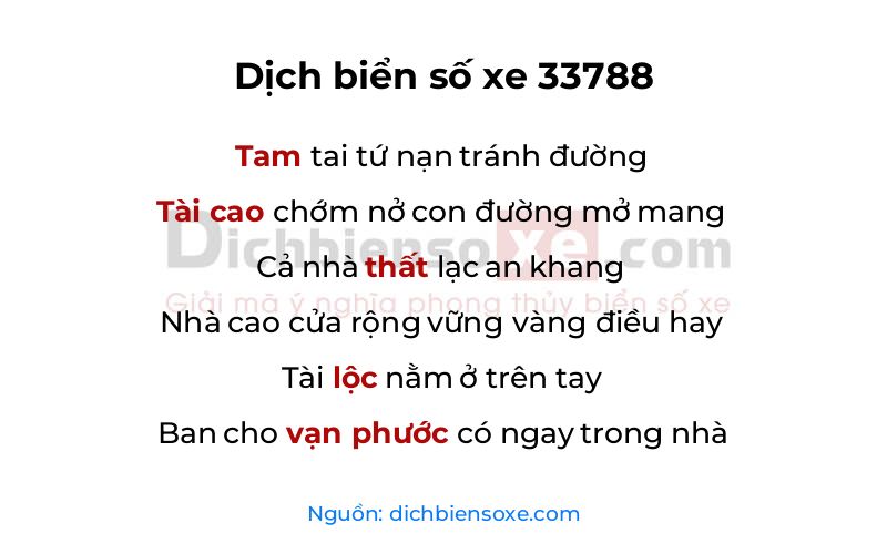 Dịch thơ biển số 33788
