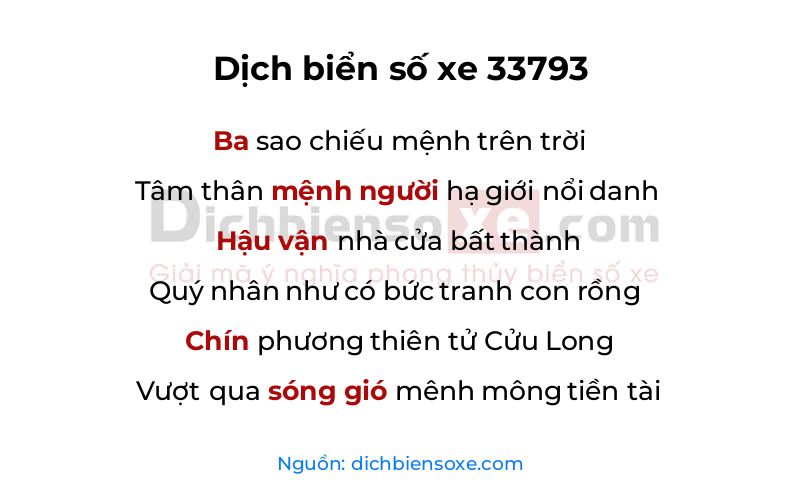 Dịch thơ biển số 33793