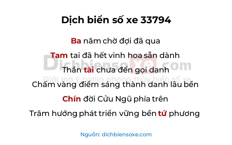 Dịch thơ biển số 33794