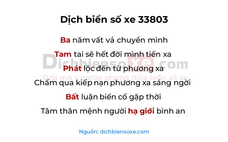 Dịch thơ biển số 33803
