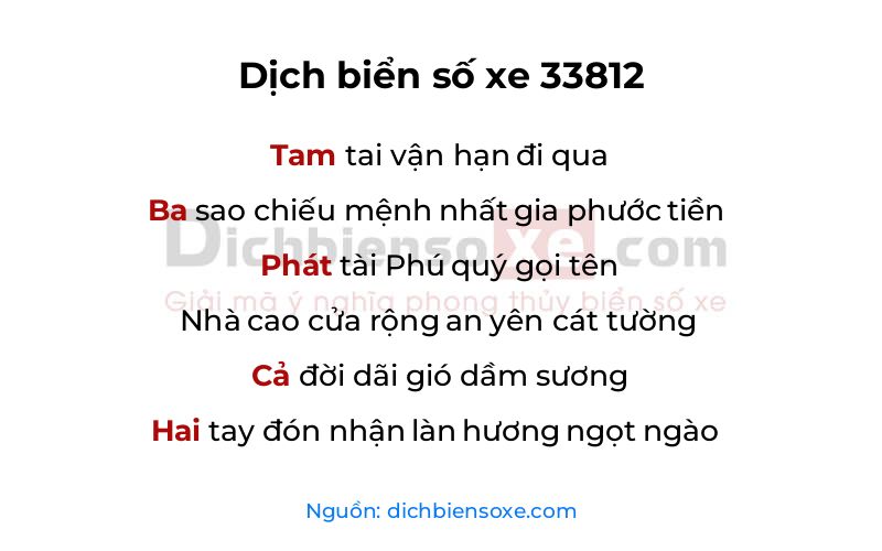 Dịch thơ biển số 33812