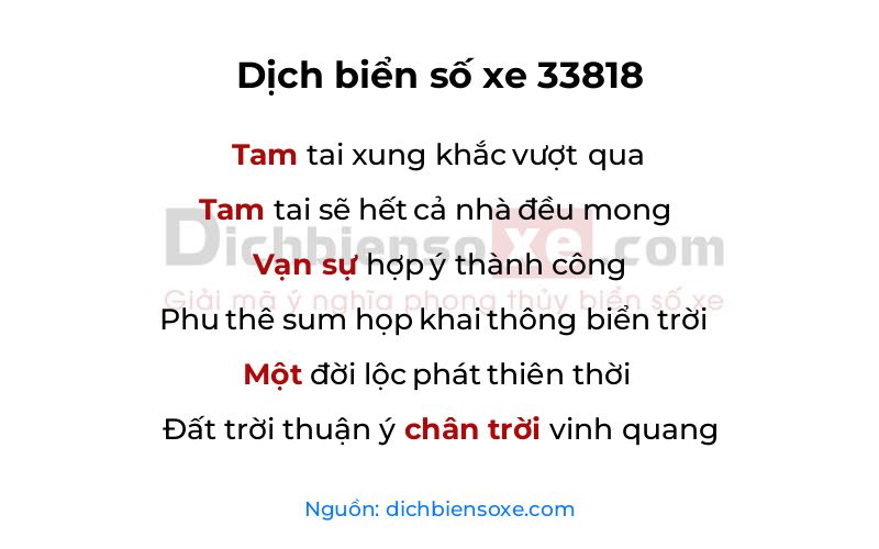 Dịch thơ biển số 33818