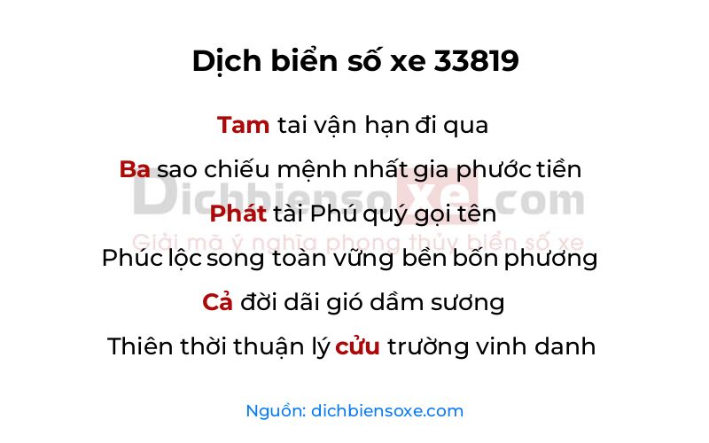 Dịch thơ biển số 33819