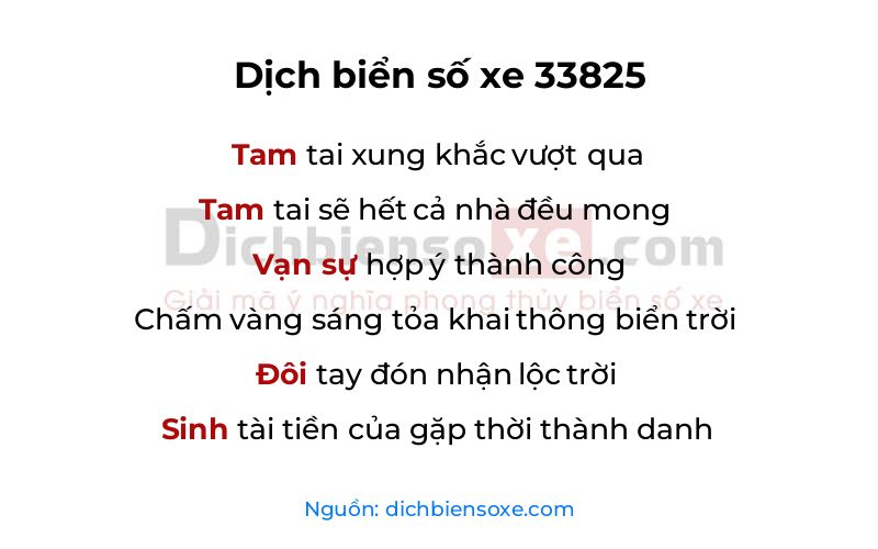 Dịch thơ biển số 33825