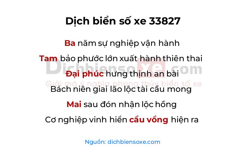 Dịch thơ biển số 33827
