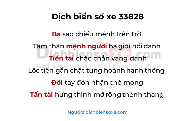 Dịch thơ biển số 33828