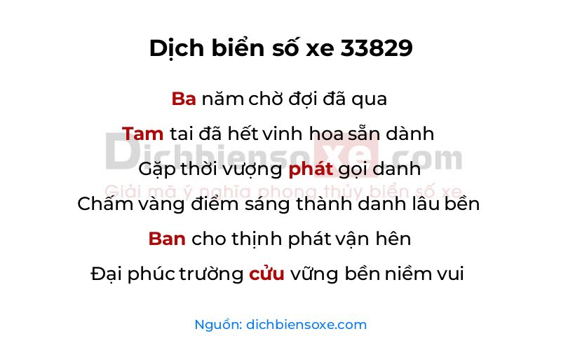 Dịch thơ biển số 33829