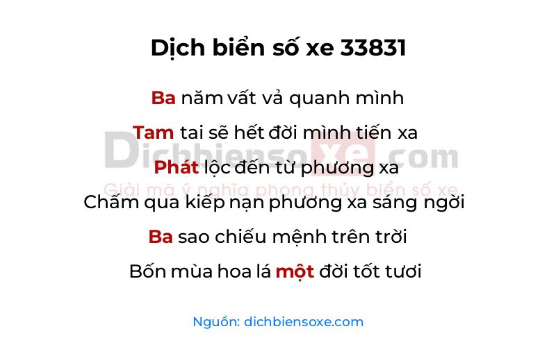 Dịch thơ biển số 33831
