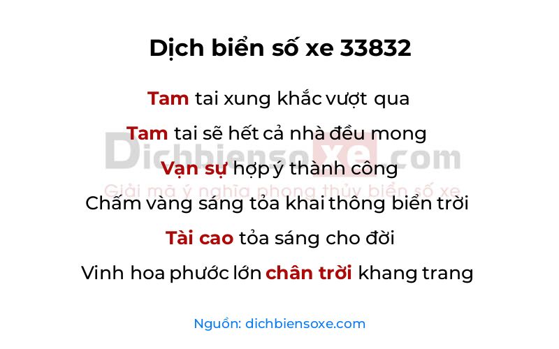 Dịch thơ biển số 33832