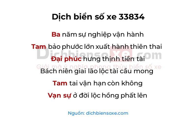 Dịch thơ biển số 33834