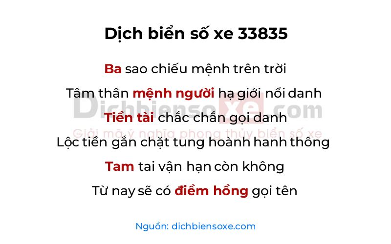 Dịch thơ biển số 33835