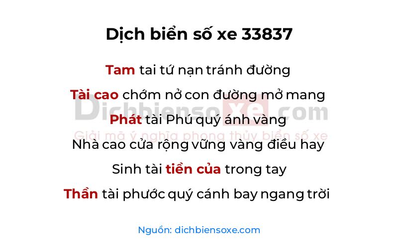 Dịch thơ biển số 33837