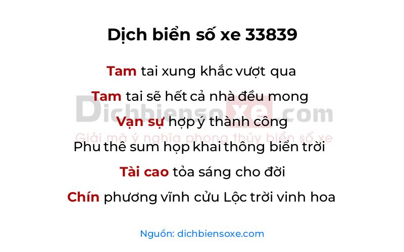 Dịch thơ biển số 33839