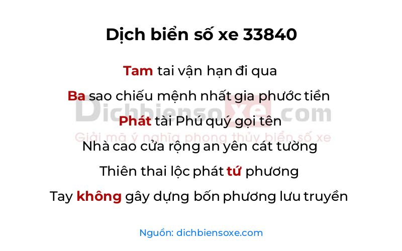 Dịch thơ biển số 33840