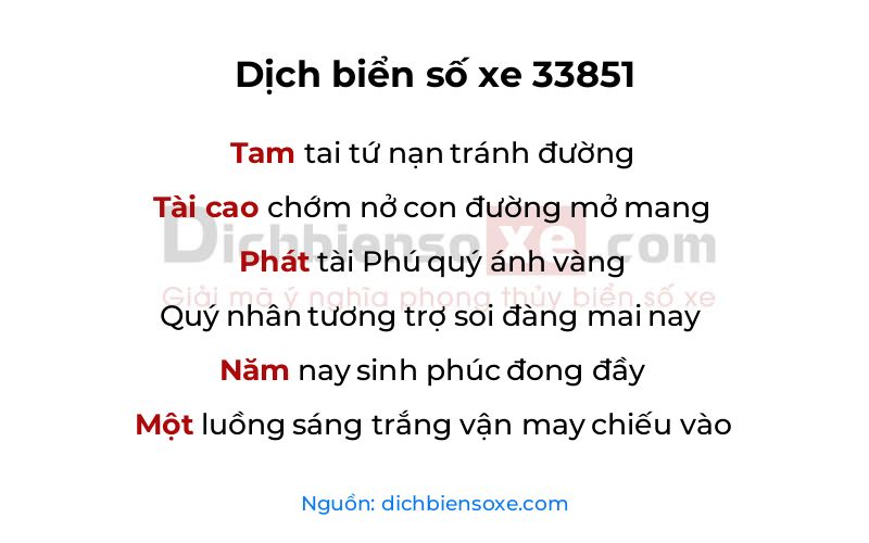 Dịch thơ biển số 33851