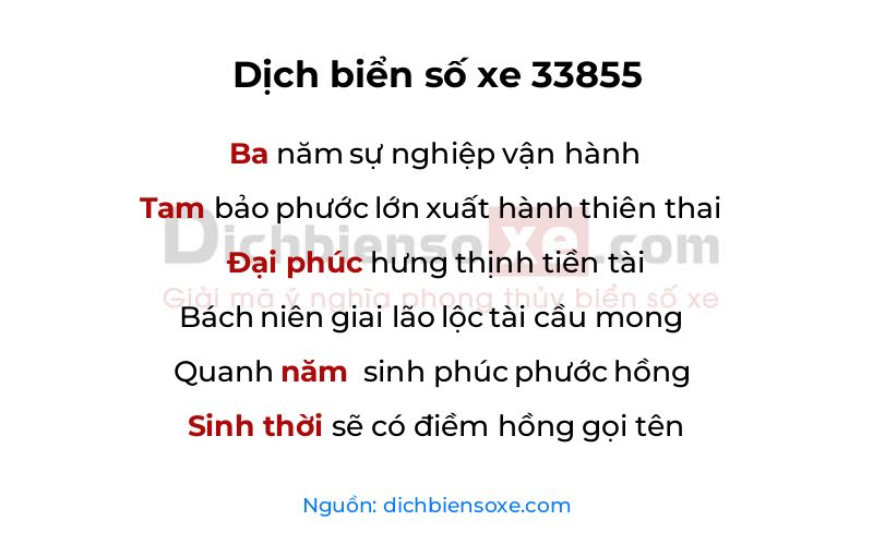 Dịch thơ biển số 33855