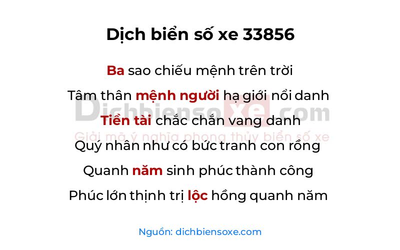 Dịch thơ biển số 33856