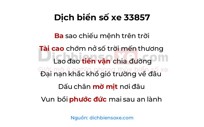 Dịch thơ biển số 33857