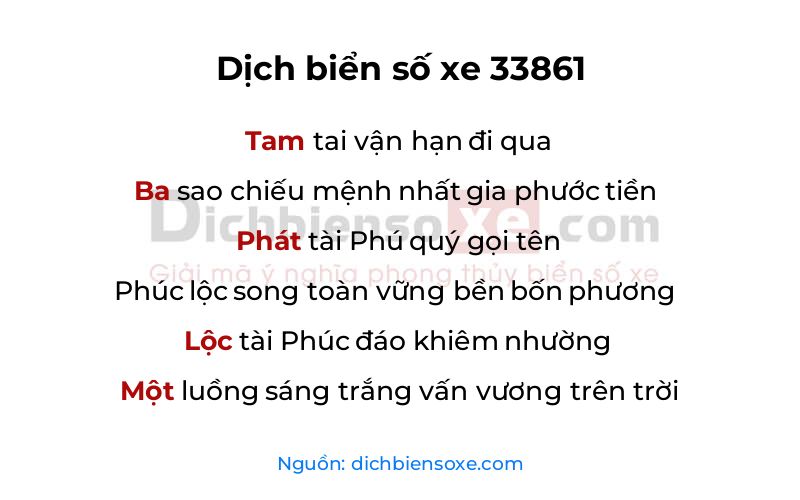 Dịch thơ biển số 33861