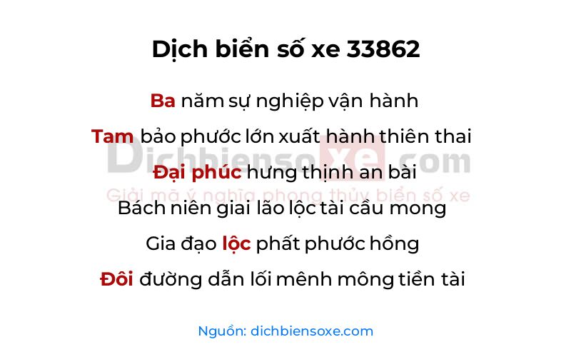 Dịch thơ biển số 33862