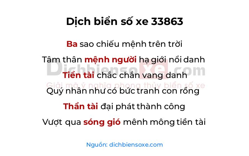 Dịch thơ biển số 33863