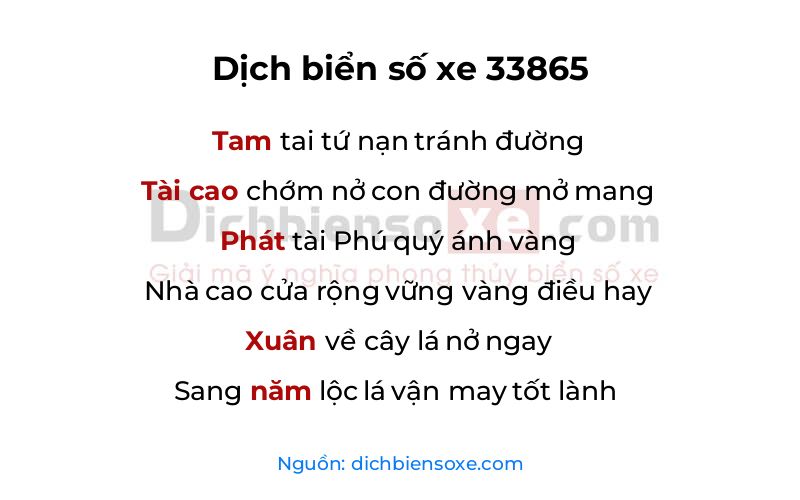 Dịch thơ biển số 33865