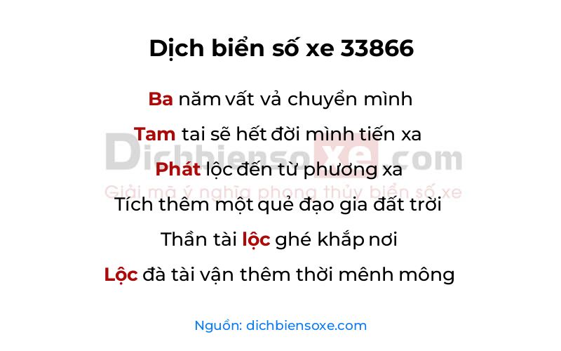 Dịch thơ biển số 33866