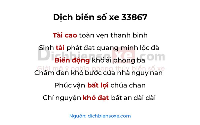 Dịch thơ biển số 33867