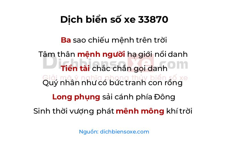 Dịch thơ biển số 33870