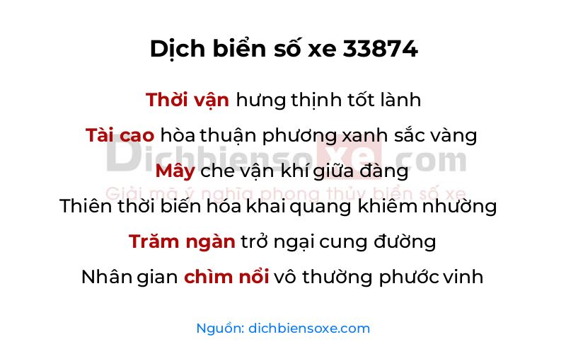 Dịch thơ biển số 33874