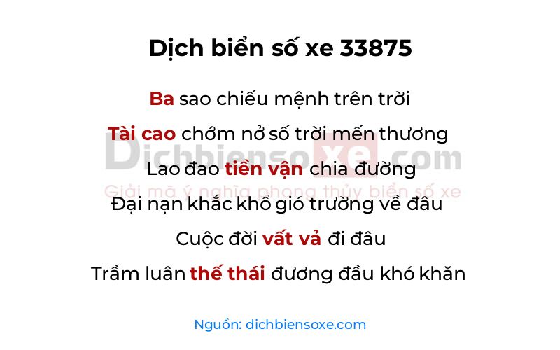 Dịch thơ biển số 33875