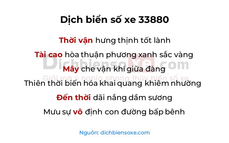Dịch thơ biển số 33880