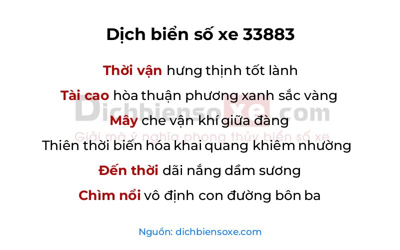 Dịch thơ biển số 33883