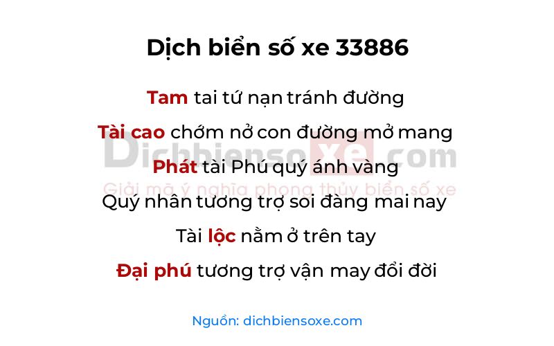 Dịch thơ biển số 33886