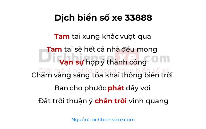 Dịch thơ biển số 33888