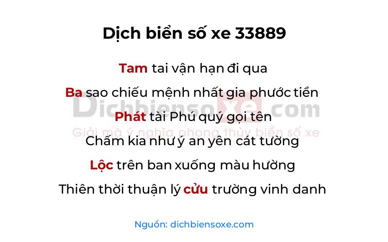 Dịch thơ biển số 33889