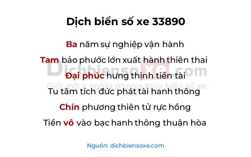Dịch thơ biển số 33890