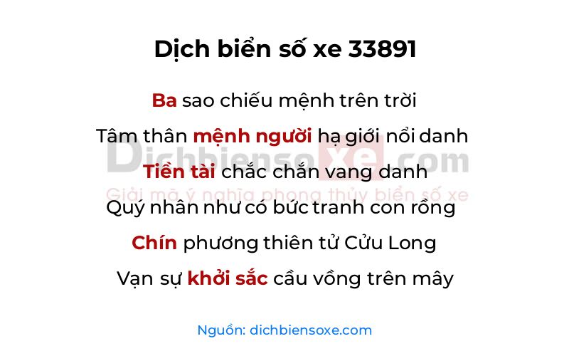 Dịch thơ biển số 33891