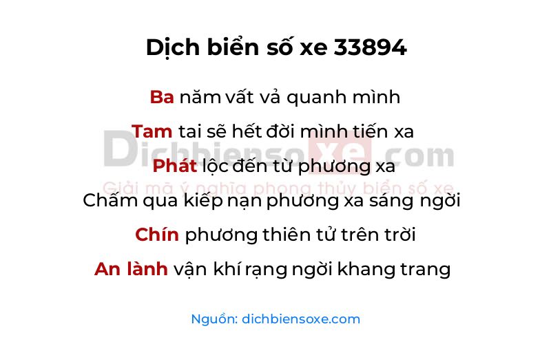Dịch thơ biển số 33894
