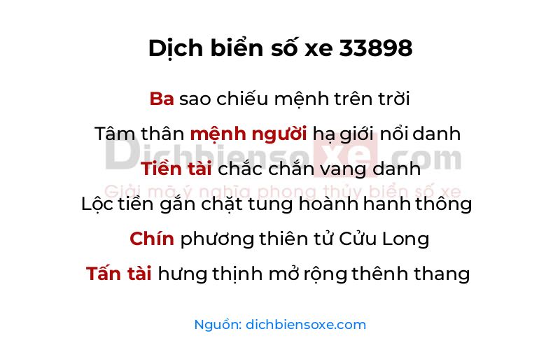 Dịch thơ biển số 33898