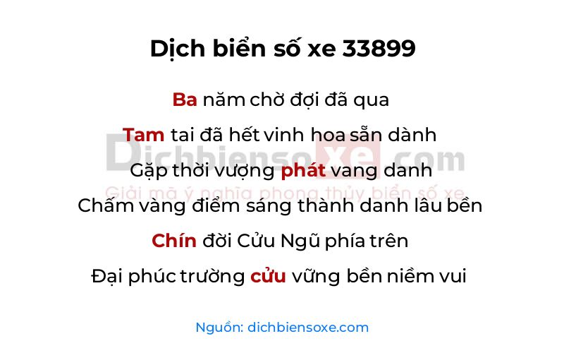 Dịch thơ biển số 33899