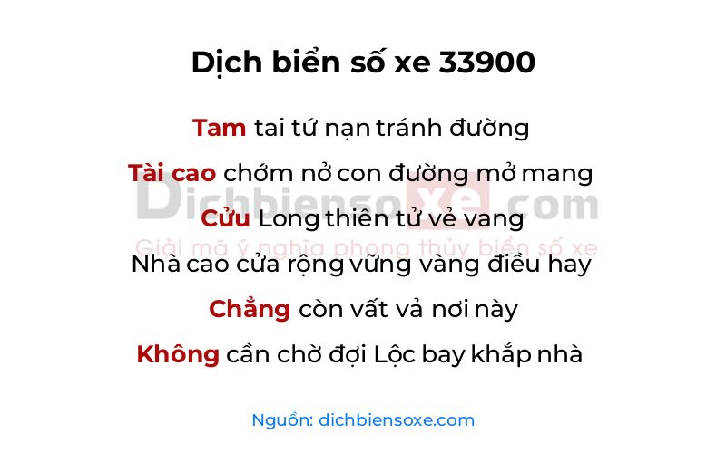 Dịch thơ biển số 33900