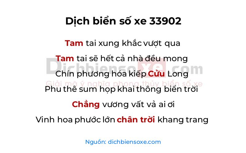 Dịch thơ biển số 33902