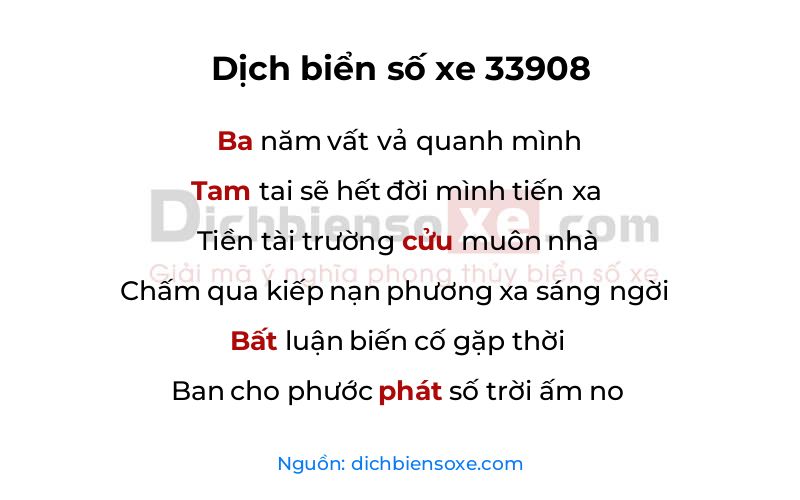 Dịch thơ biển số 33908