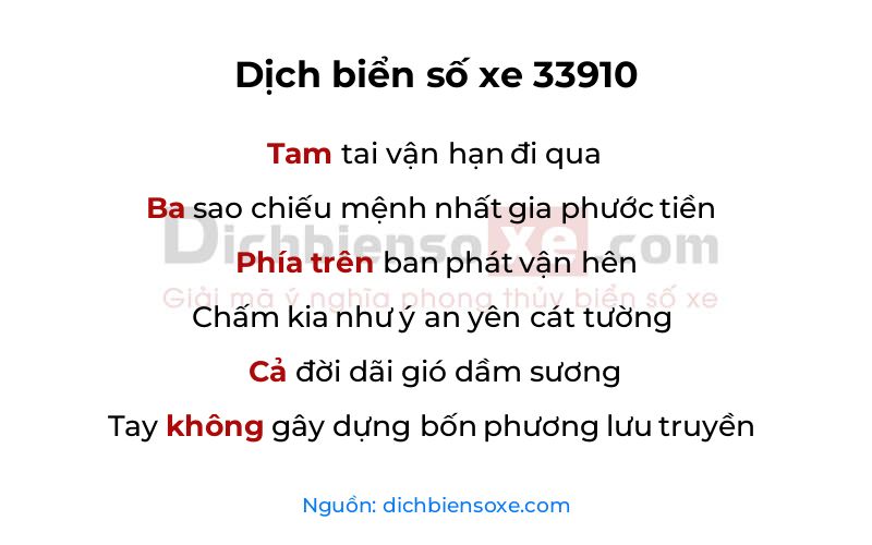 Dịch thơ biển số 33910