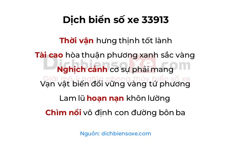 Dịch thơ biển số 33913
