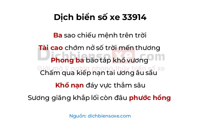 Dịch thơ biển số 33914