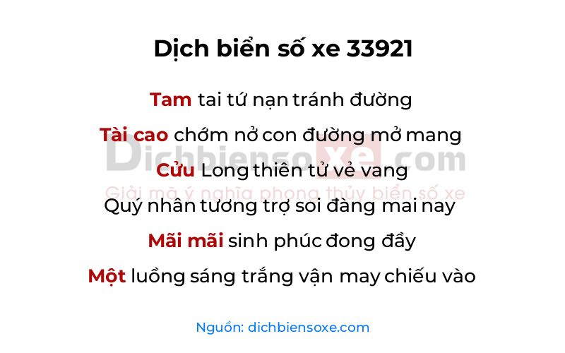 Dịch thơ biển số 33921