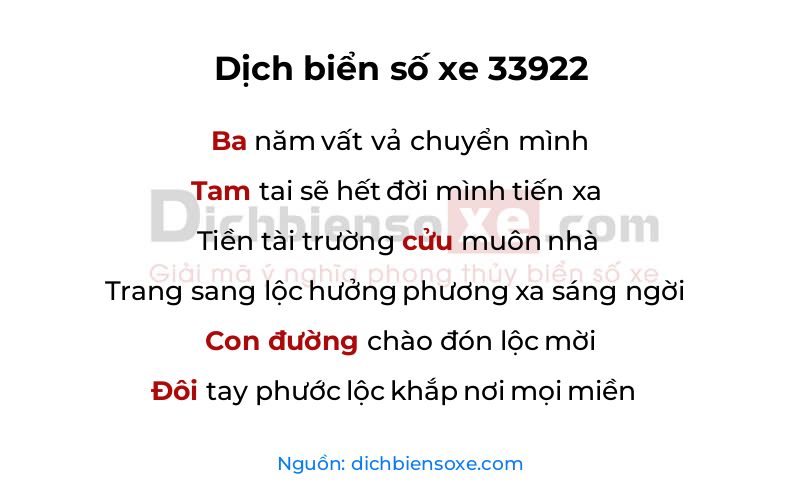 Dịch thơ biển số 33922