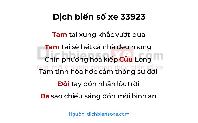 Dịch thơ biển số 33923